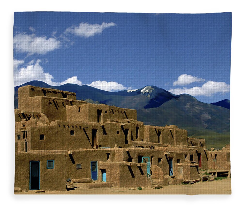 Taos Pueblo Fleece Blanket featuring the photograph North Pueblo Taos #1 by Kurt Van Wagner