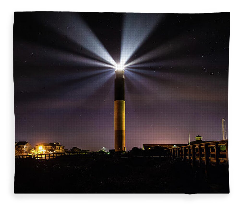 Oak Island Fleece Blanket featuring the photograph Oak Island Lighthouse by Nick Noble
