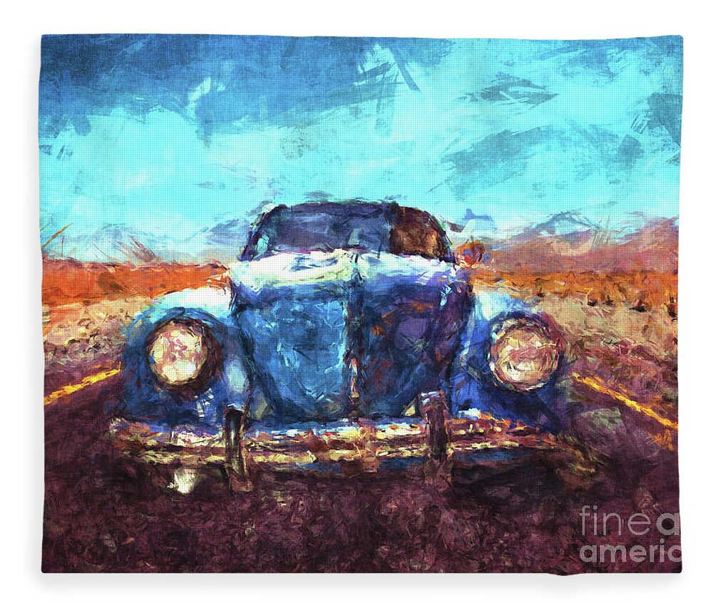 Vintage Fleece Blanket featuring the digital art On The Road #1 by Phil Perkins