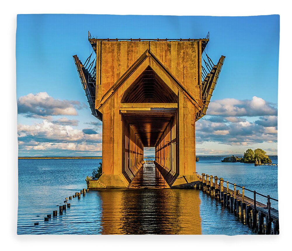 Ore Dock Fleece Blanket featuring the photograph Ore Dock -2 by Joe Holley