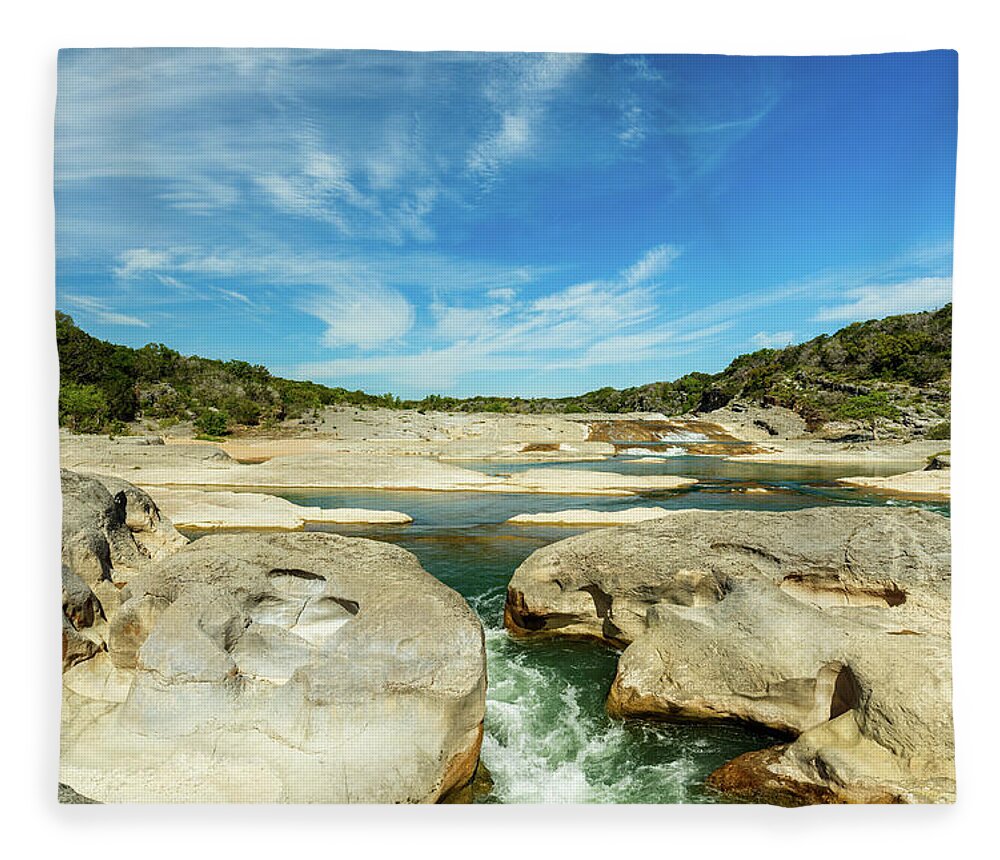 Pedernales Falls Fleece Blanket featuring the photograph Pedernales Falls Texas #1 by Raul Rodriguez