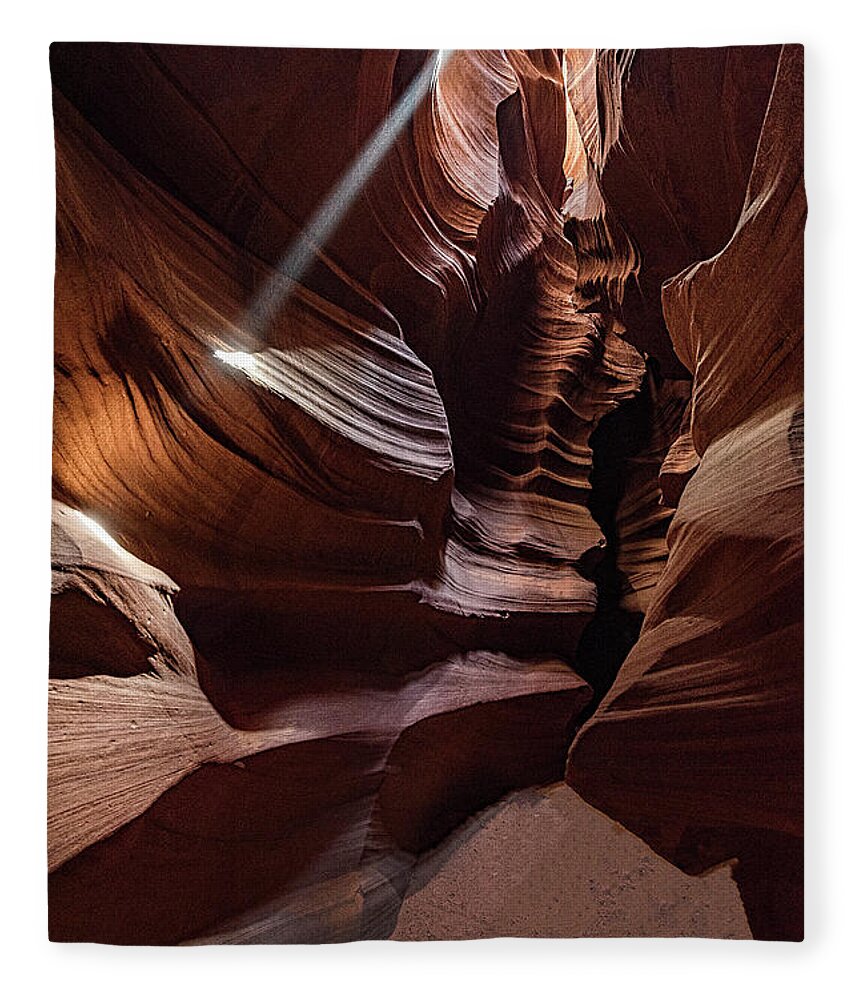 Antelope Canyon Fleece Blanket featuring the photograph Ray of Light #1 by Erika Fawcett