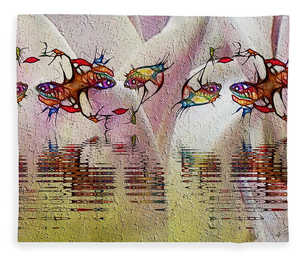Reflections Fleece Blanket featuring the digital art Reflections #1 by Kiki Art