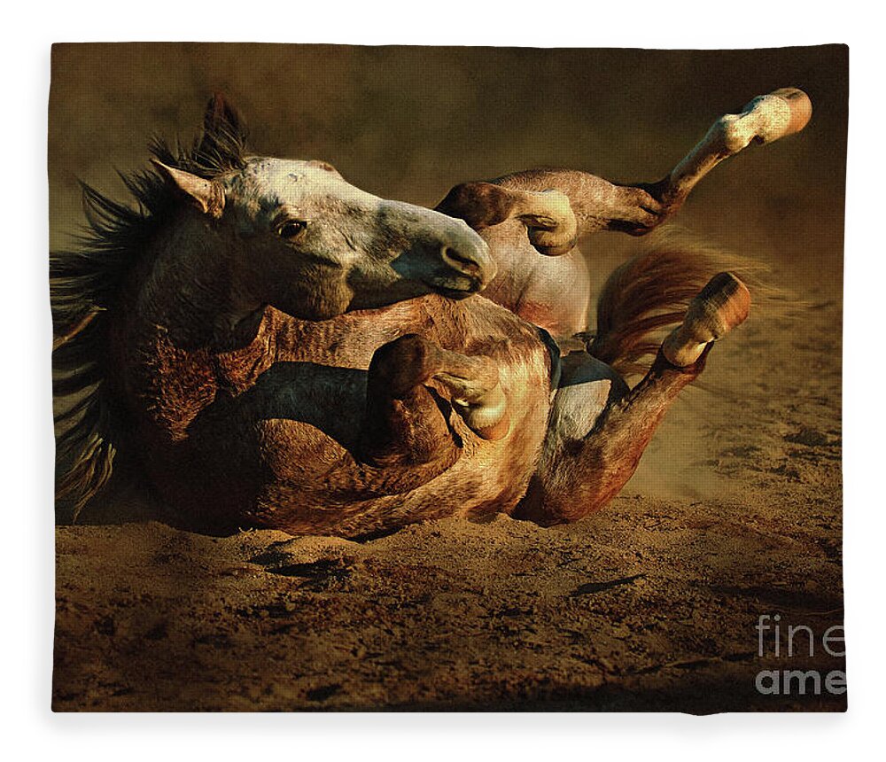 Animal Fleece Blanket featuring the photograph Beautiful Rolling Horse by Dimitar Hristov