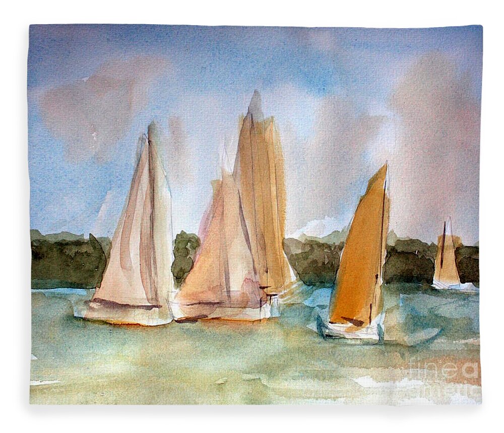 Sailing Fleece Blanket featuring the painting Sailing #1 by Julie Lueders 