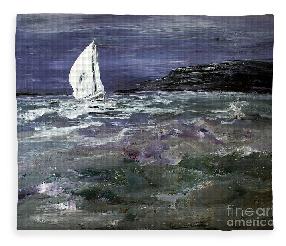 Sailboat Fleece Blanket featuring the painting Sailing the Julianna by Julie Lueders 