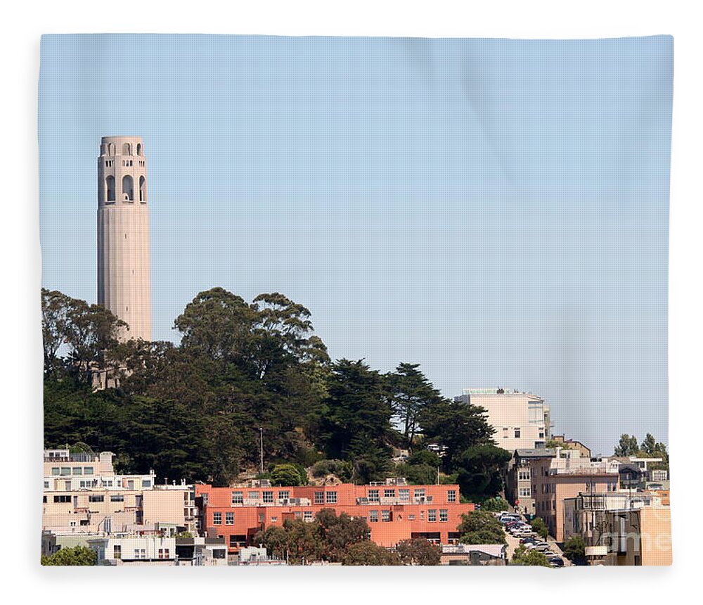 Aerial Fleece Blanket featuring the photograph San Francisco Coit Tower #1 by Henrik Lehnerer