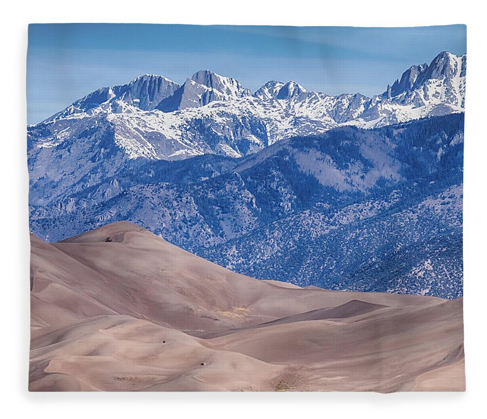 Sand Fleece Blanket featuring the photograph Sand Dunes and Rocky Mountains #2 by James BO Insogna