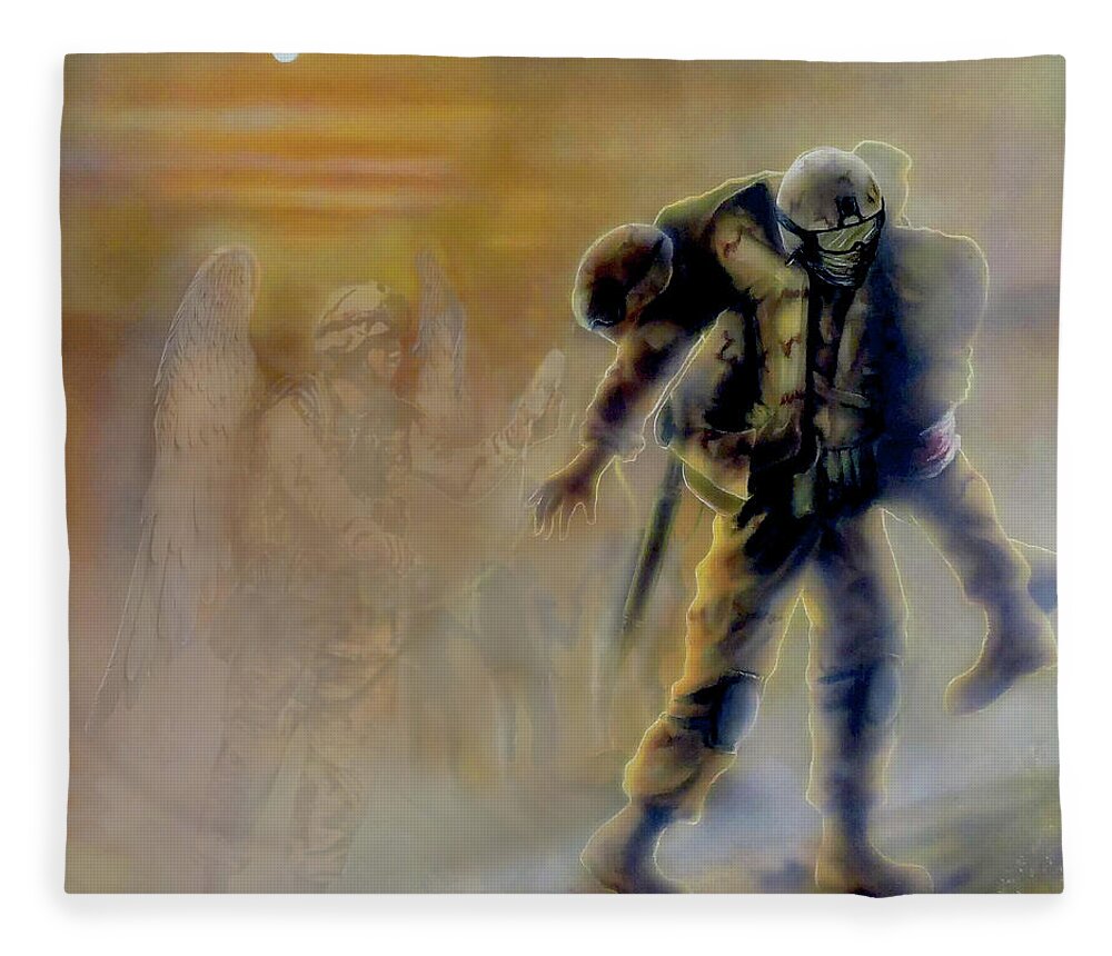 911 Fleece Blanket featuring the painting Savior in a Storm #2 by Todd Krasovetz