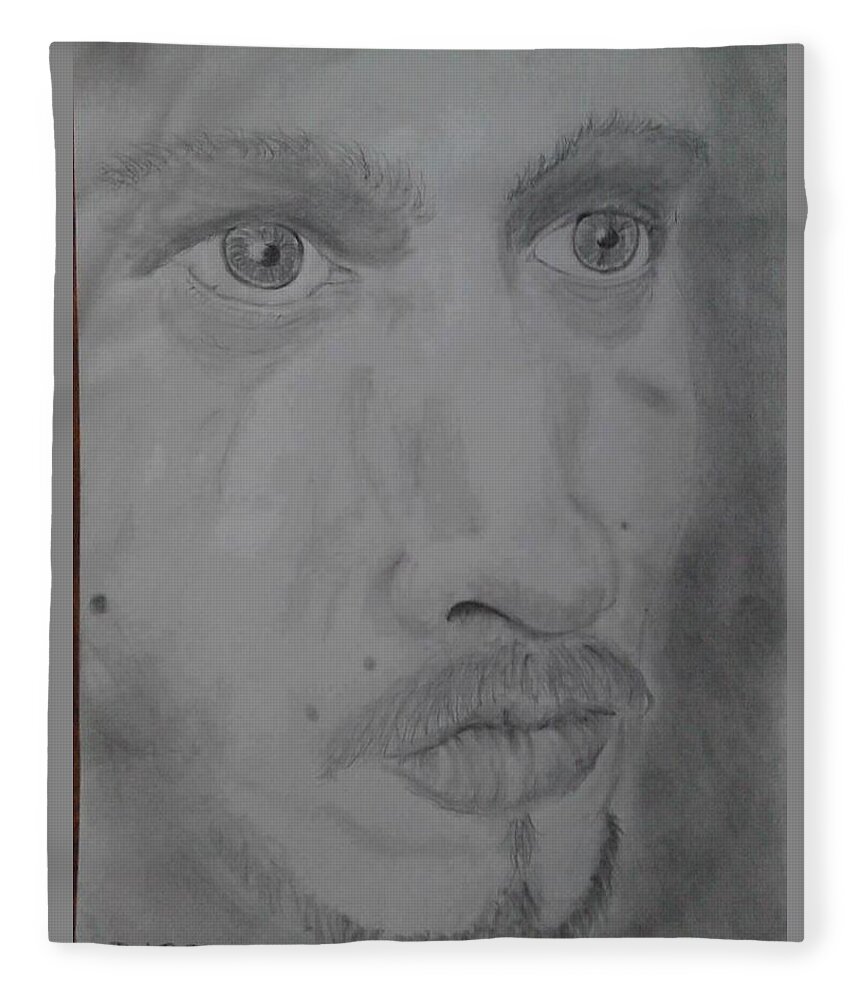  Fleece Blanket featuring the drawing Self Portrait by Rod B Rainey