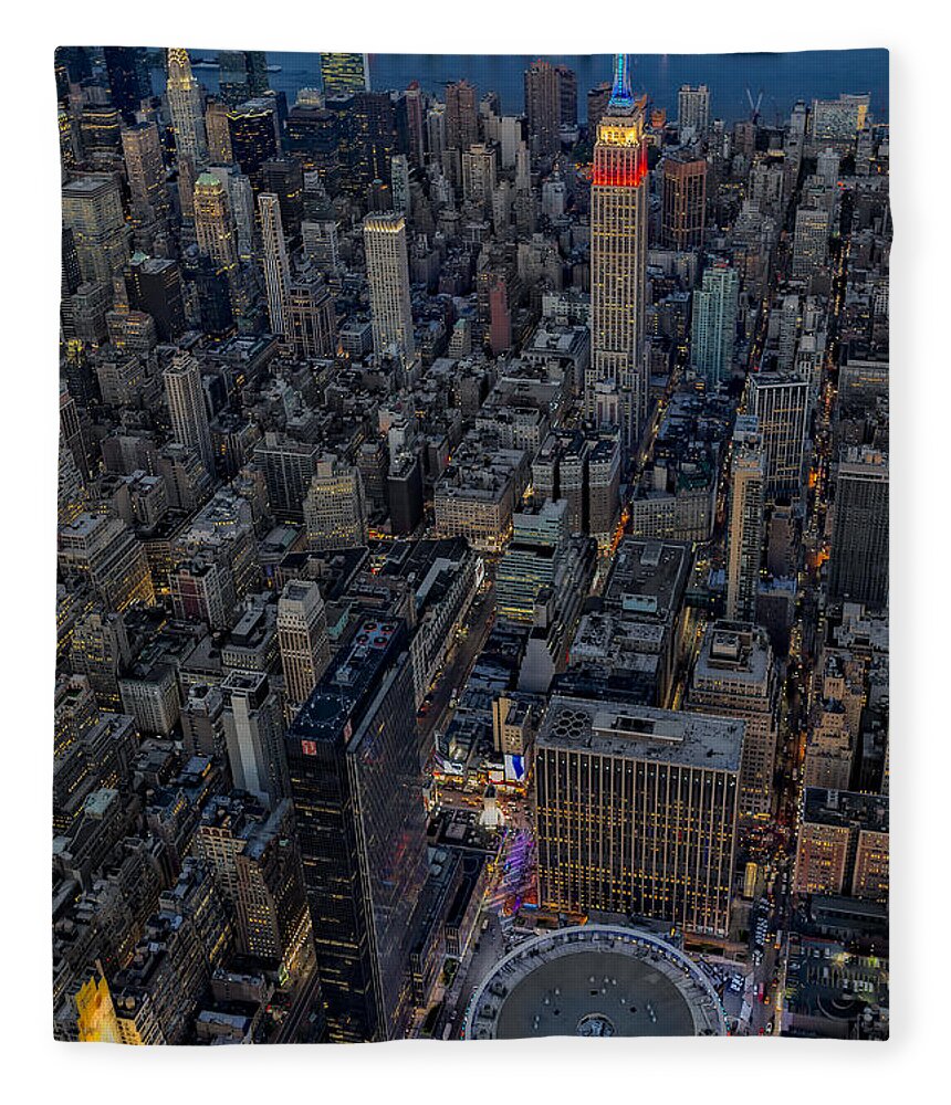 Aerial View Fleece Blanket featuring the photograph September 11 NYC Tribute by Susan Candelario