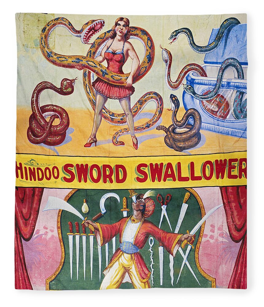 1970s Fleece Blanket featuring the drawing SIDESHOW POSTER, c1975 by Granger