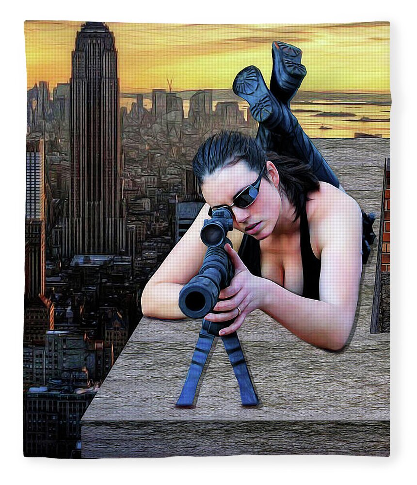 Laura Fleece Blanket featuring the photograph Skyline Assassin by Jon Volden