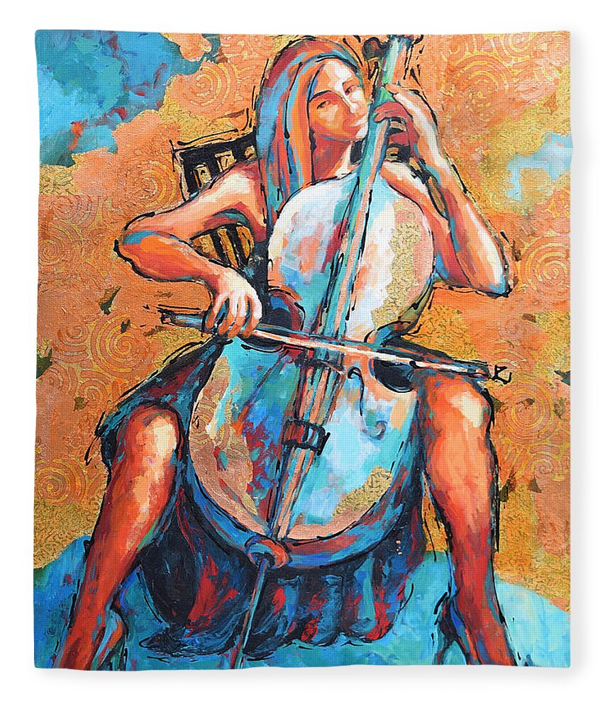 Music Fleece Blanket featuring the painting Soulful Harmony by Jyotika Shroff
