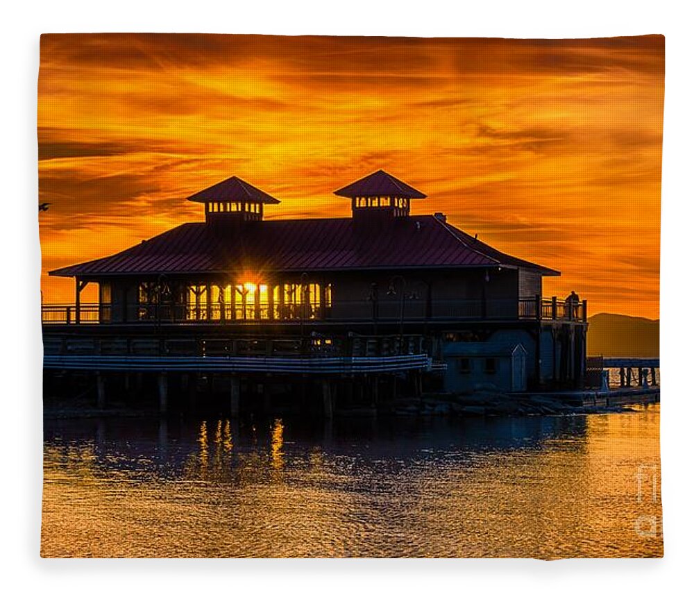 Vermont Fleece Blanket featuring the photograph Spring sunset from Burlington #1 by Scenic Vermont Photography