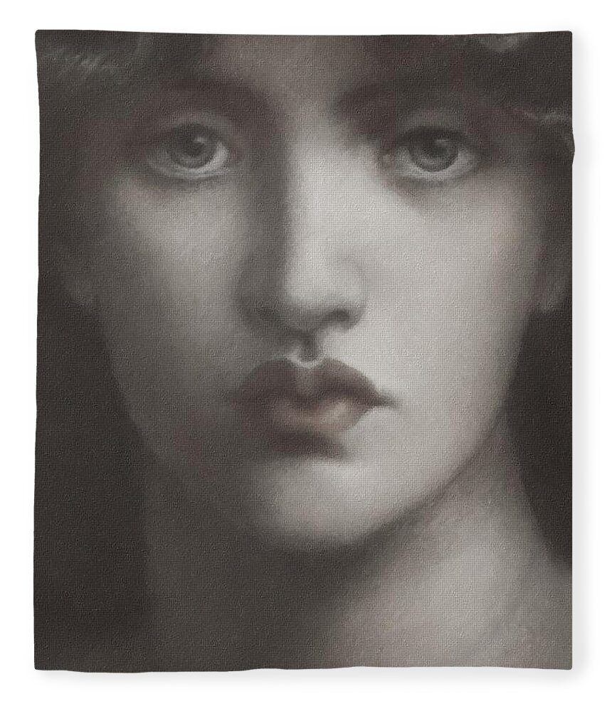 Dante Gabriel Rossetti Fleece Blanket featuring the painting Study Of Jane Morris #1 by Dante Gabriel Rossetti