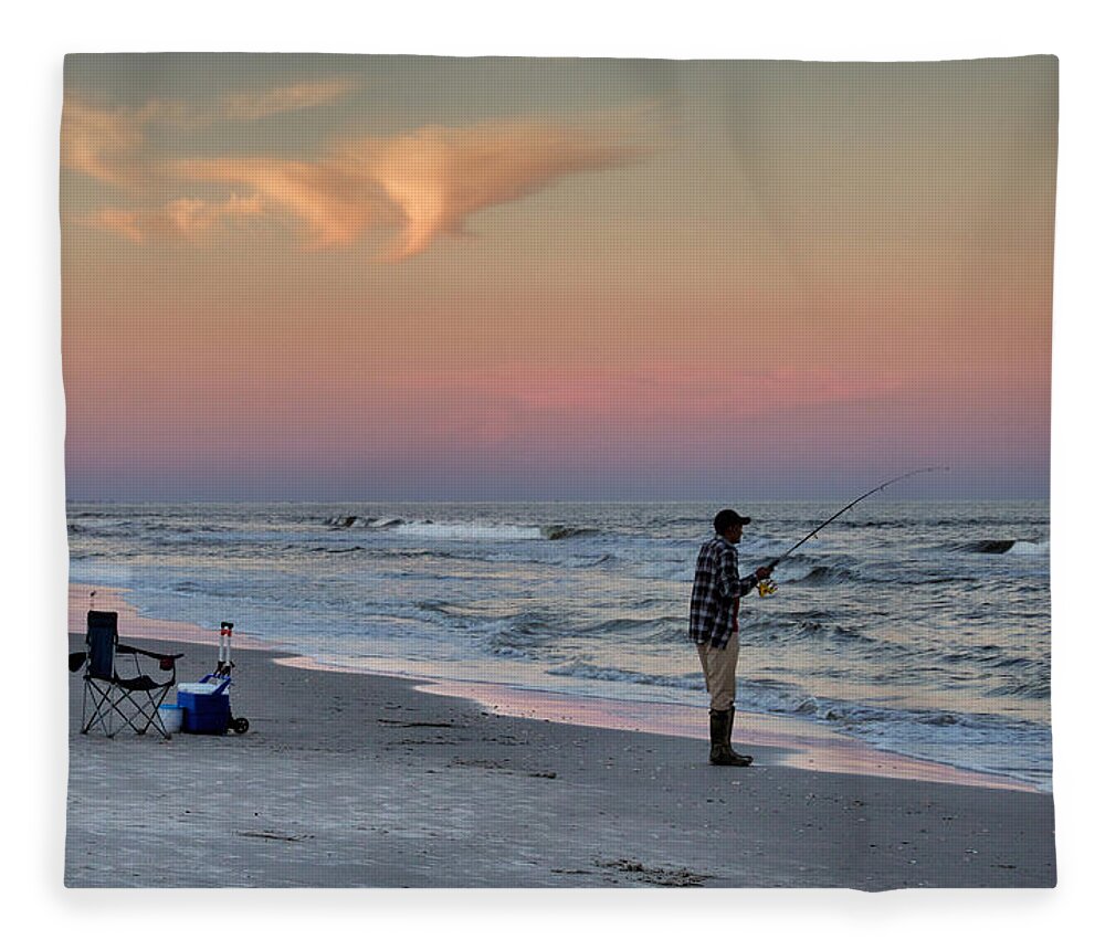  Fleece Blanket featuring the photograph Sunset Fisherman #2 by Phil Mancuso