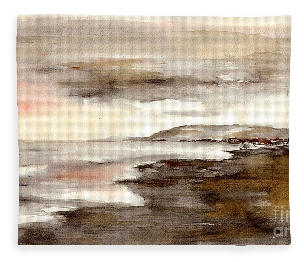 Crete Fleece Blanket featuring the painting Sunset #1 by Karina Plachetka