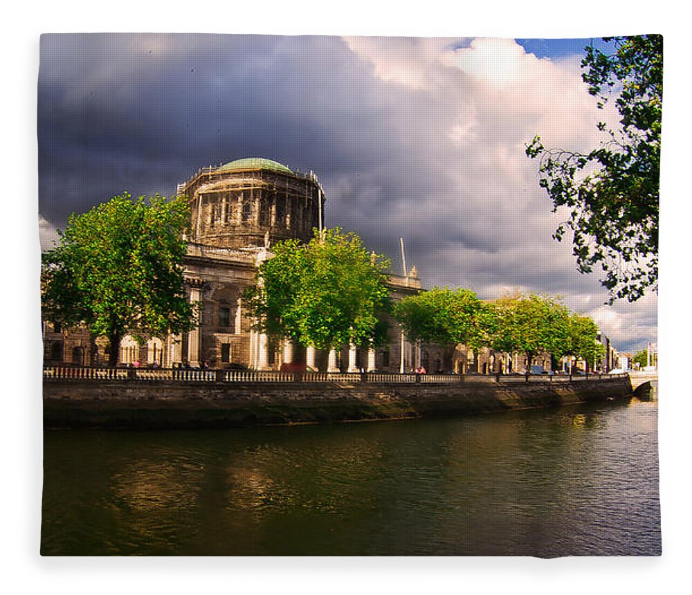 The Four Courts In Reconstruction Fleece Blanket featuring the photograph The Four Courts in Reconstruction 2 #1 by Alex Art