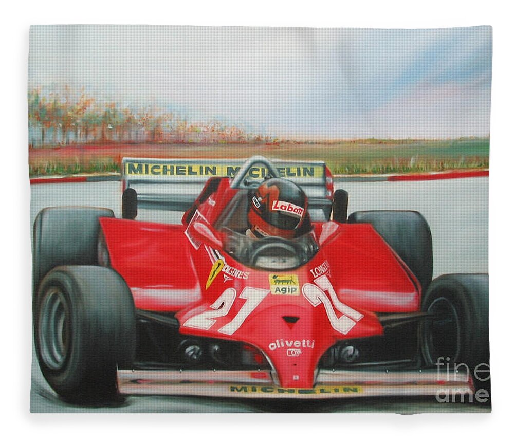 Race Fleece Blanket featuring the painting The Racing Car by Sukalya Chearanantana