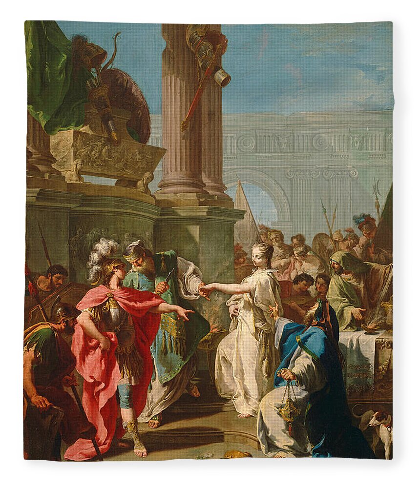 Giambattista Pittoni Fleece Blanket featuring the painting The Sacrifice of Polyxena by Giambattista Pittoni