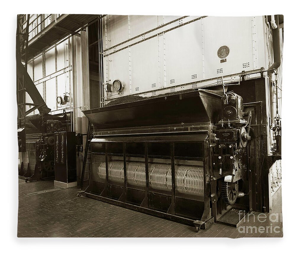 Stegmaier Fleece Blanket featuring the photograph The Stegmaier Brewery Boiler Room Wilkes Barre Pennsylvania 1930's #1 by Arthur Miller