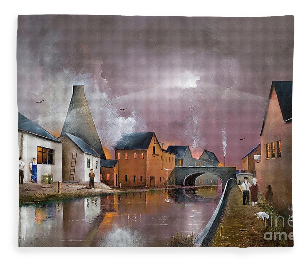 England Fleece Blanket featuring the painting The Wordsley Cone, Stourbridge - England #3 by Ken Wood