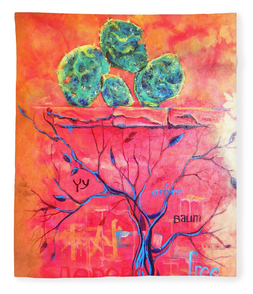 Acrylic Fleece Blanket featuring the painting Tree Dawn painting in Acrylic #1 by Tamara Kulish
