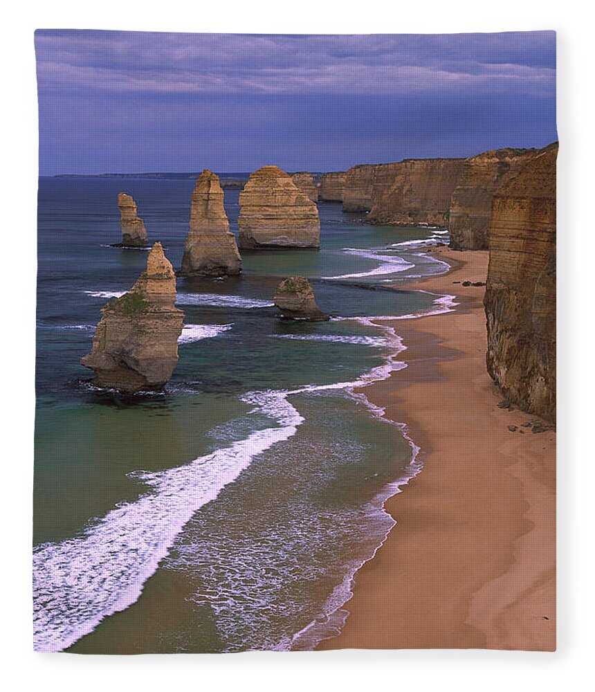 Mp Fleece Blanket featuring the photograph Twelve Apostles Limestone Cliffs, Port #2 by Konrad Wothe