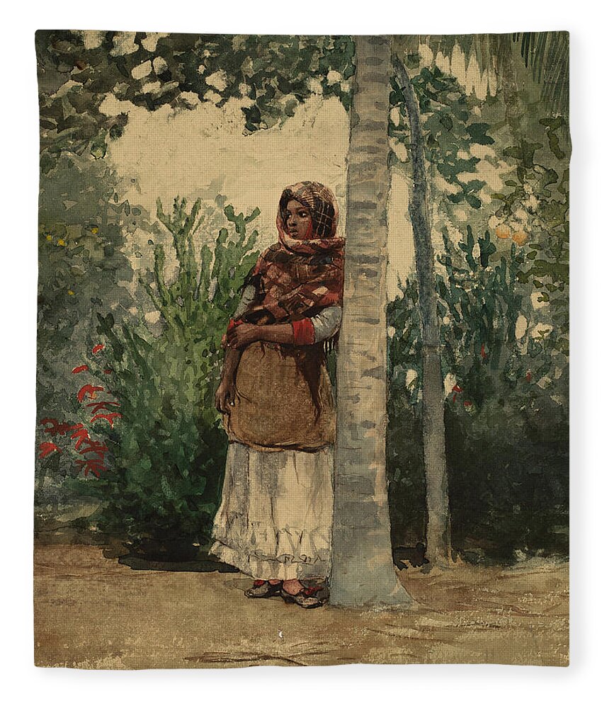 Winslow Homer Fleece Blanket featuring the painting Under a Palm Tree #3 by Winslow Homer