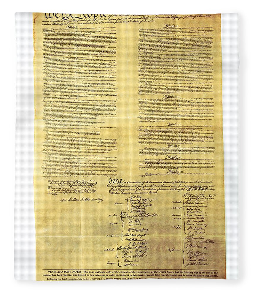 Constitution Fleece Blanket featuring the photograph U.s Constitution #1 by Photo Researchers, Inc.