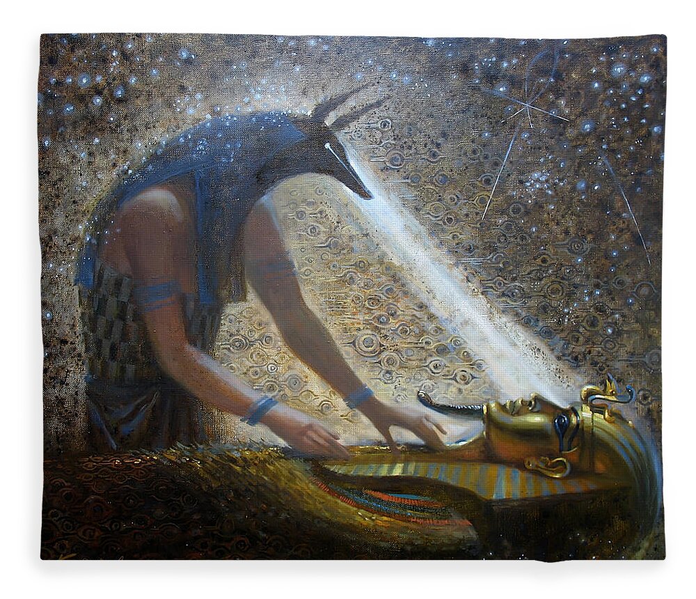 Egypt Fleece Blanket featuring the painting Wake Up by Valentina Kondrashova