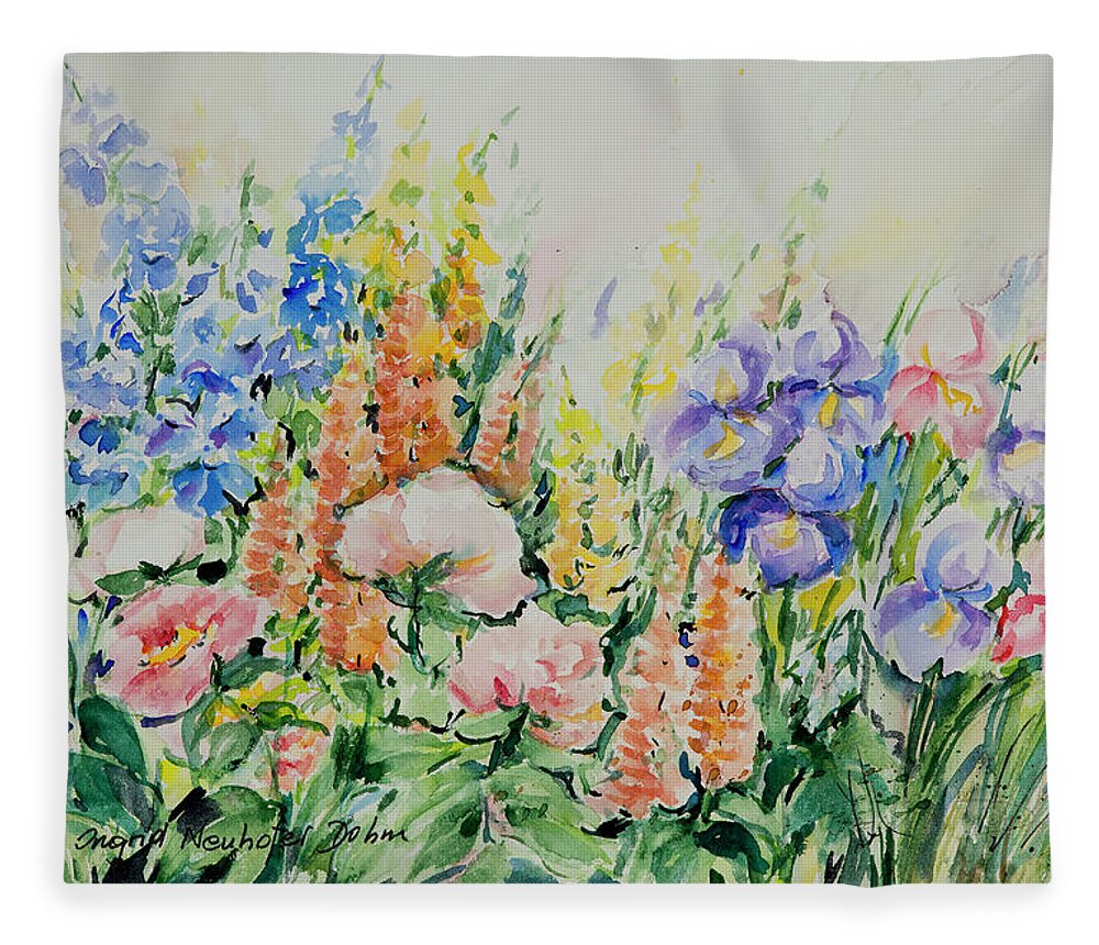Flowers Fleece Blanket featuring the painting Watercolor Series 194 by Ingrid Dohm