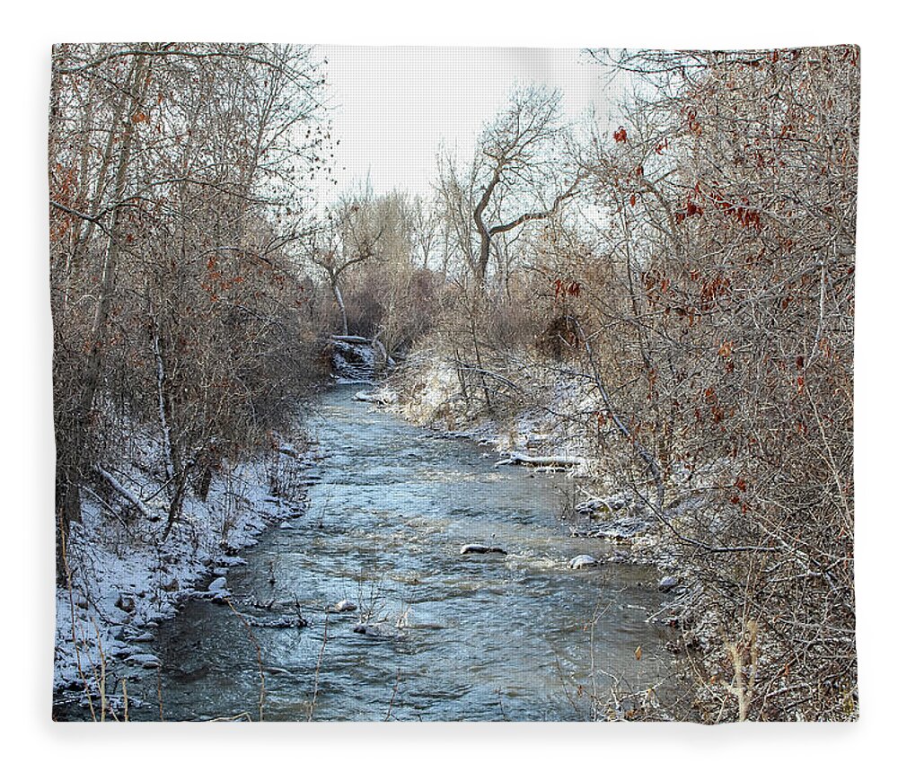 Winter Fleece Blanket featuring the photograph Winter Creek #1 by K Bradley Washburn