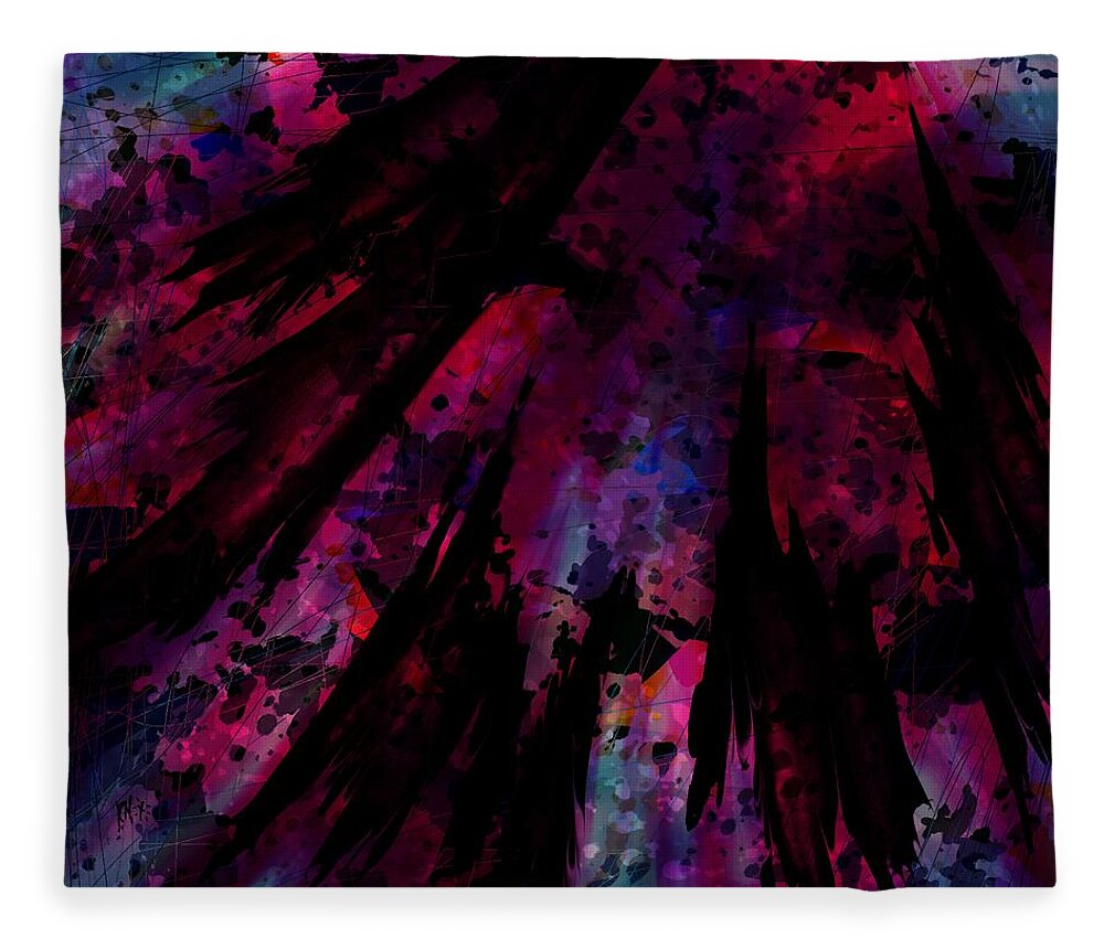 Abstract Fleece Blanket featuring the digital art Words with a Red Wing #1 by William Russell Nowicki