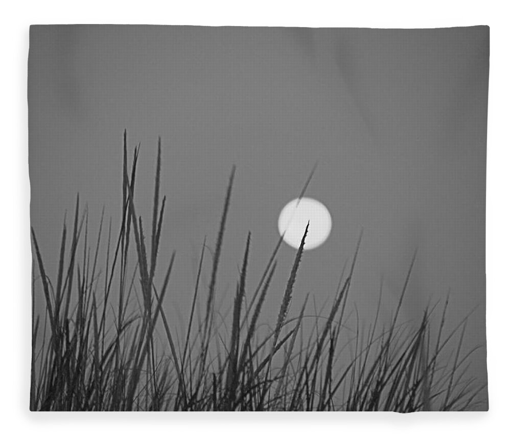 Yellow Moon Fleece Blanket featuring the photograph Yellow Moon B W by Newwwman
