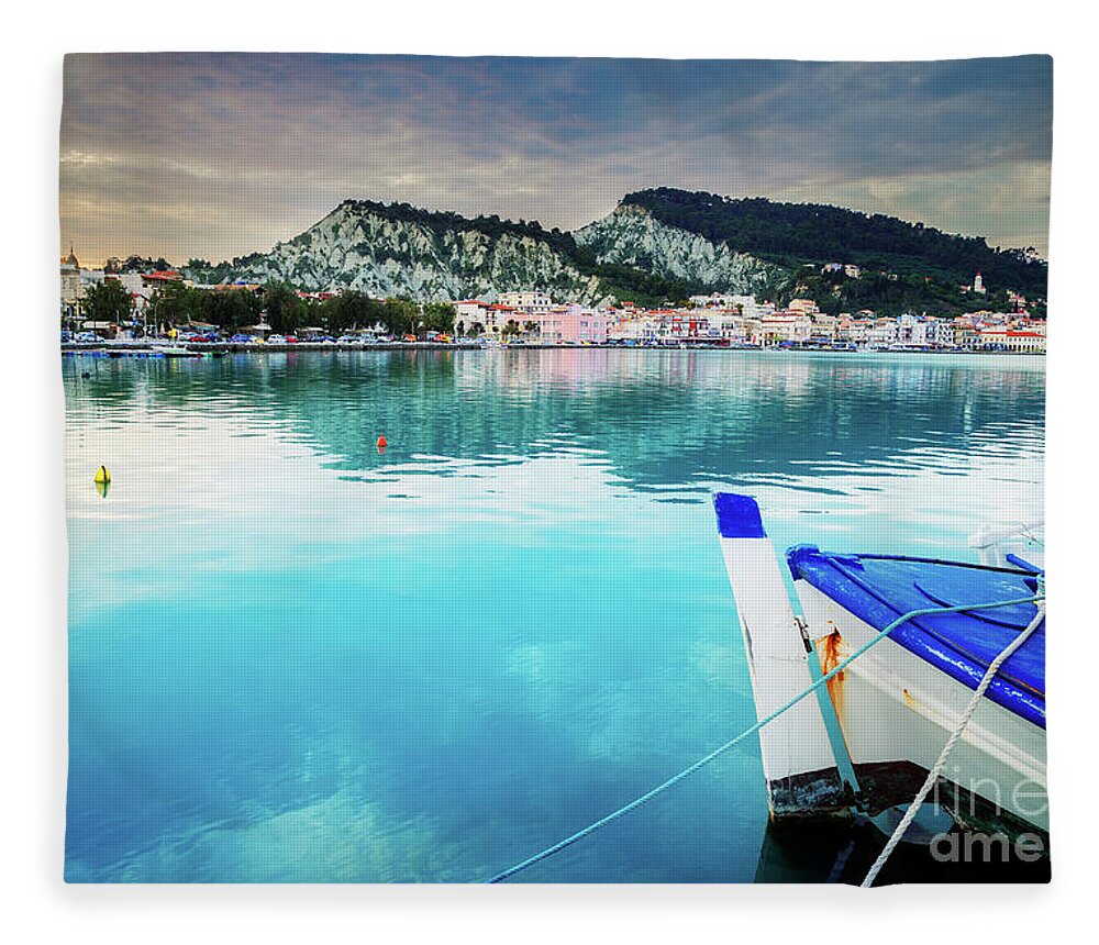 Zakynthos Fleece Blanket featuring the photograph Zaante Town, Zakinthos Greece by Anastasy Yarmolovich