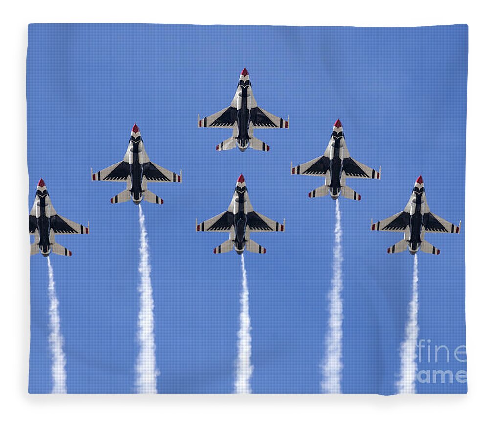 Usaf Thunderbirds Fleece Blanket featuring the photograph US Air Force Thunderbirds flying preforming precision aerial maneuvers #10 by Anthony Totah