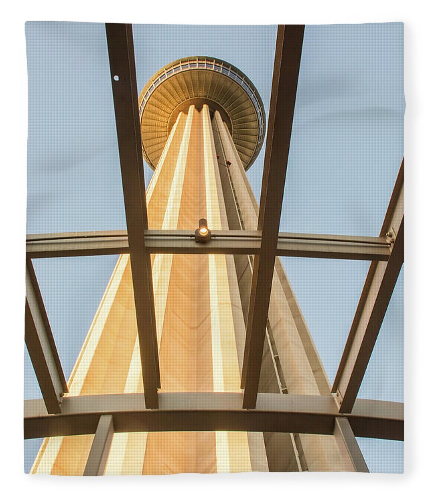 San Antonio Fleece Blanket featuring the photograph 10866 Tower of Americas by Pamela Williams