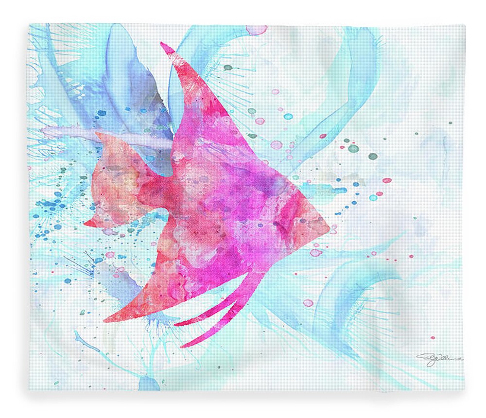 Angelfish Fleece Blanket featuring the digital art 10953 Angel Fish by Pamela Williams