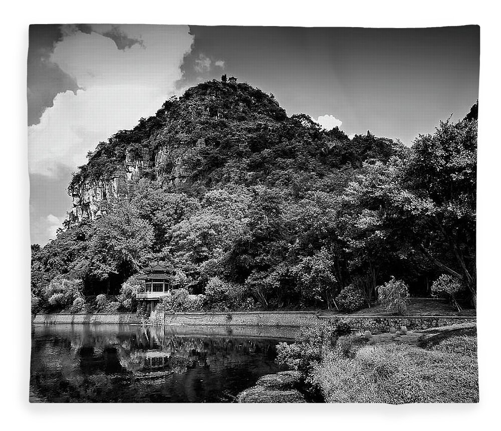China Fleece Blanket featuring the photograph China Guilin landscape scenery photography #11 by Artto Pan