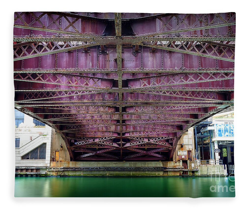 Chicago Fleece Blanket featuring the photograph 1136 Under the Dearborn Street Bridge by Steve Sturgill