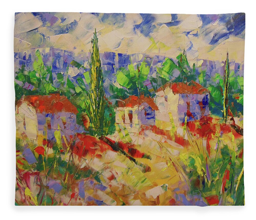 Frederic Payet Fleece Blanket featuring the painting Provence #15 by Frederic Payet