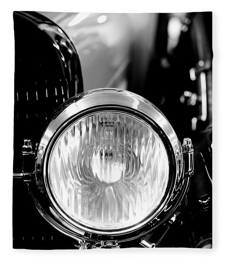 1925 Lincoln Fleece Blanket featuring the photograph 1925 Lincoln Town Car Headlight by Sebastian Musial