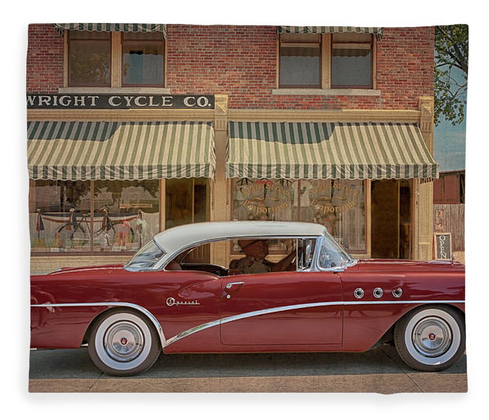 Buick Fleece Blanket featuring the photograph 1955 Buick Special by Susan Rissi Tregoning