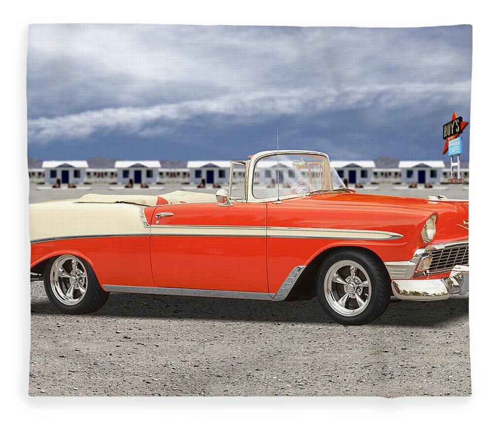 1956 Chevy Fleece Blanket featuring the photograph 1956 Chevrolet Belair Convertible by Mike McGlothlen