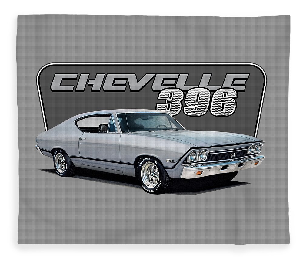 Chevrolet Fleece Blanket featuring the drawing 1968 Chevrolet Chevelle by Paul Kuras