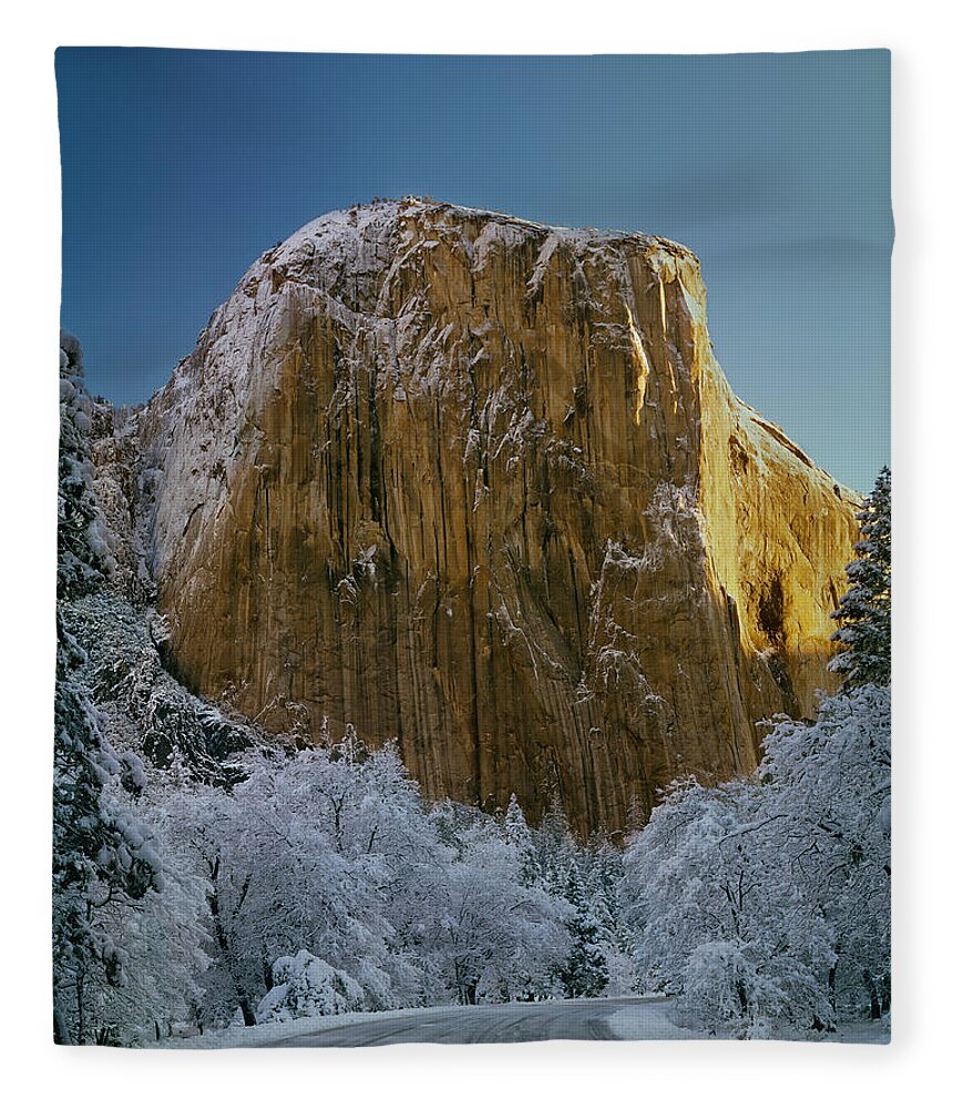 Winter Fleece Blanket featuring the photograph 1M6576-Winter on El Capitan in 1970 by Ed Cooper Photography