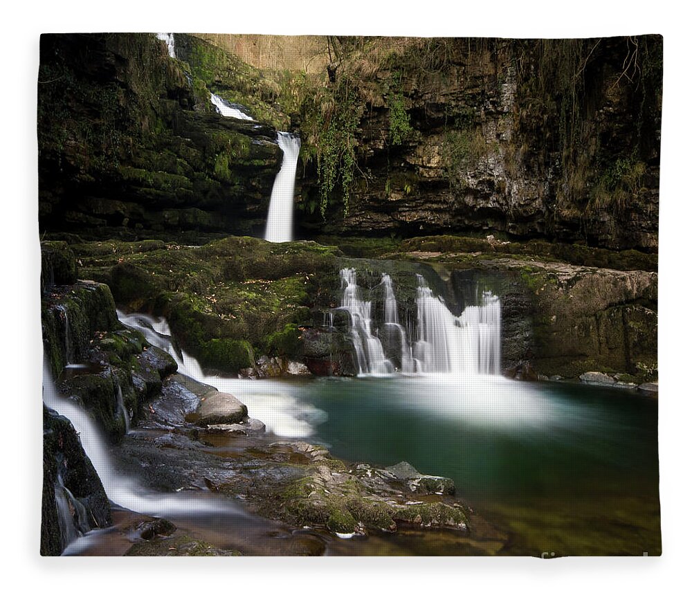 Waterfalls Fleece Blanket featuring the photograph Brecon Beacons Waterfalls #2 by Ang El