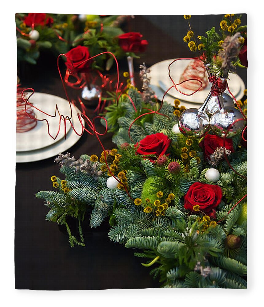 Christmas Fleece Blanket featuring the photograph Christmas table #2 by Ariadna De Raadt